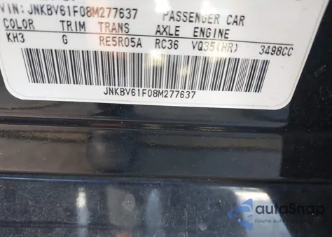 2008 Infiniti G35X z USA, uszkodzony, nr VIN JNKBV61F08M277637